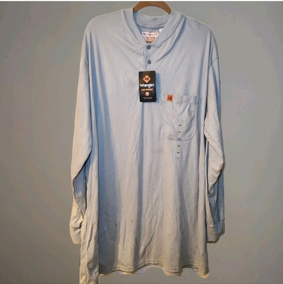 New Wrangler FR Flame Resistant Long Sleeve Crewneck Work Wear Shirt Men’s 2XLT - Picture 1 of 4